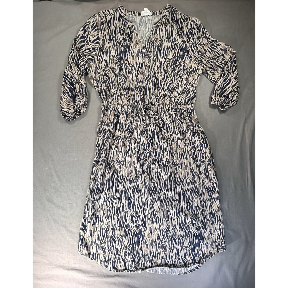 Westbound Midi Abstract Print Dress Women's Small‎ Split Vneck 3/4 Sleeve